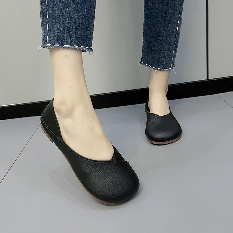 Mocassins en cuir véritable pour femme