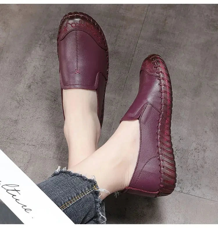 Mocassins en cuir de vache tendance pour femmes