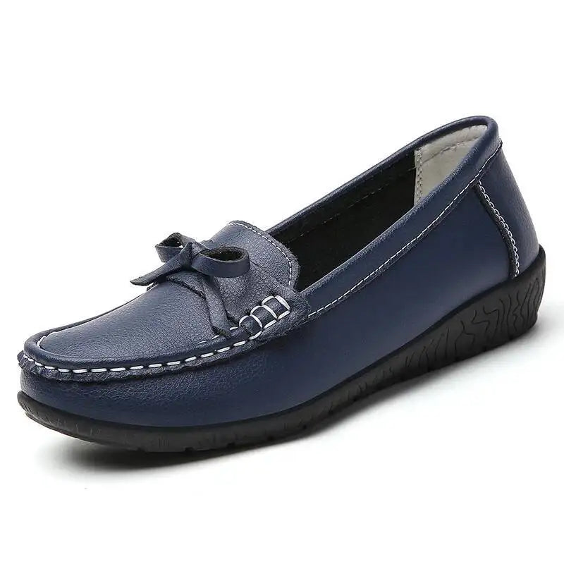 Mocassins compensés en cuir véritable pour femmes