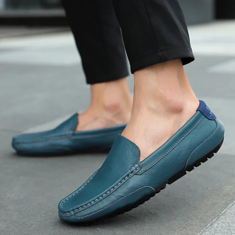 Mocassins en cuir véritable respirants et décontractés pour hommes