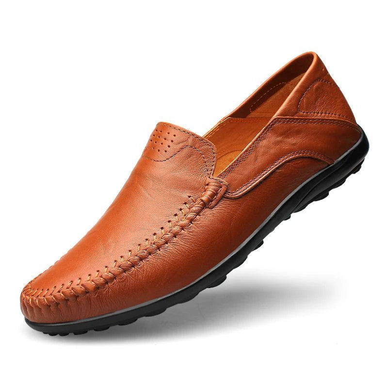 Chaussures en cuir véritable pour hommes, mocassins décontractés de luxe