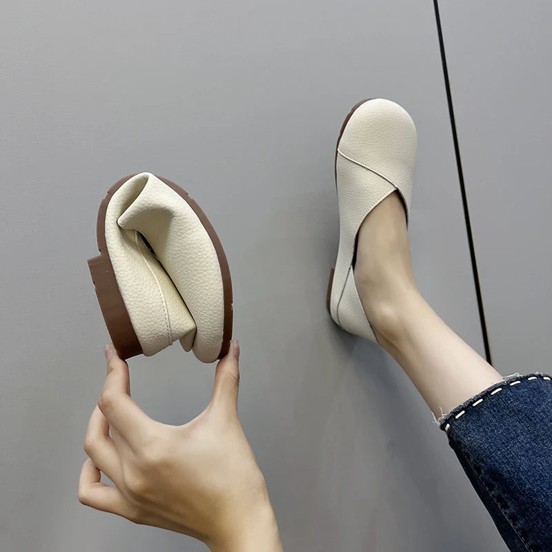 Mocassins en cuir véritable pour femme