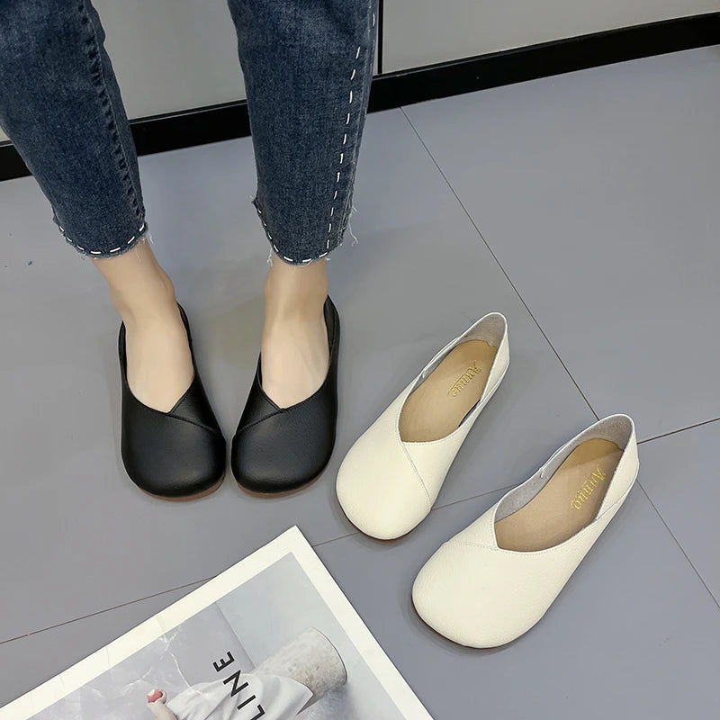Mocassins en cuir véritable pour femme