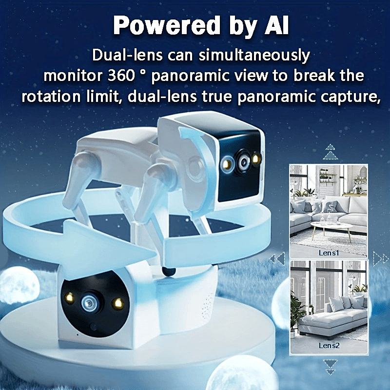 1pc Robot Dog 3MP HD Quality Upgrade Dual Camera (360° Rotation) 6 Layers Of High-definition Lens, 5G High-Speed Transmission, Support Multiple People Watch, Full Color Night Vision, HD Super Clear Night Vision, Smart Motion