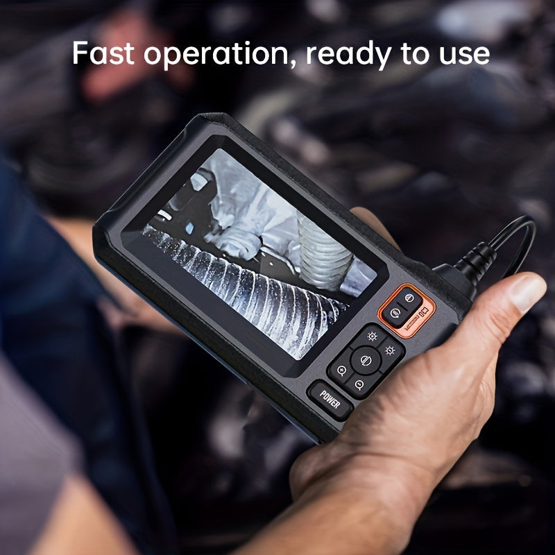 Industrial Endoscope, 8mm  Digital Borescope Inspection Camera 4.3 Inch IPS LCD Screen IP67 Waterproof Snake Camera With 8 LED Lights, 1/5/10m Semi-Rigid Cable, Auto Repair Plumbing House Auxiliary Inspection
