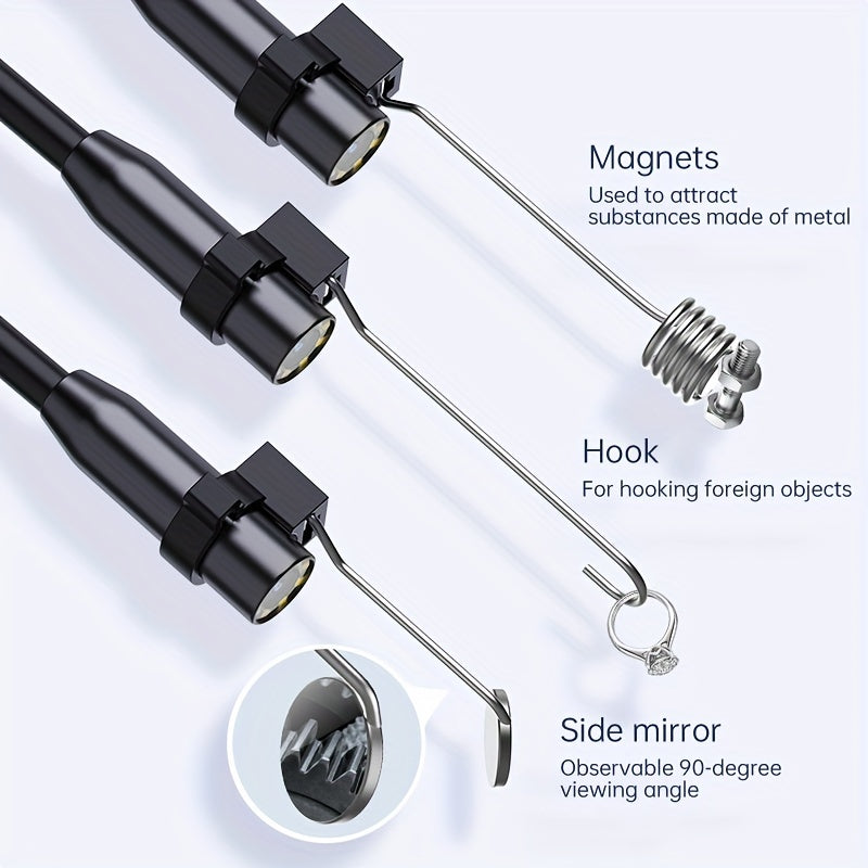 Industrial Endoscope, 8mm  Digital Borescope Inspection Camera 4.3 Inch IPS LCD Screen IP67 Waterproof Snake Camera With 8 LED Lights, 1/5/10m Semi-Rigid Cable, Auto Repair Plumbing House Auxiliary Inspection