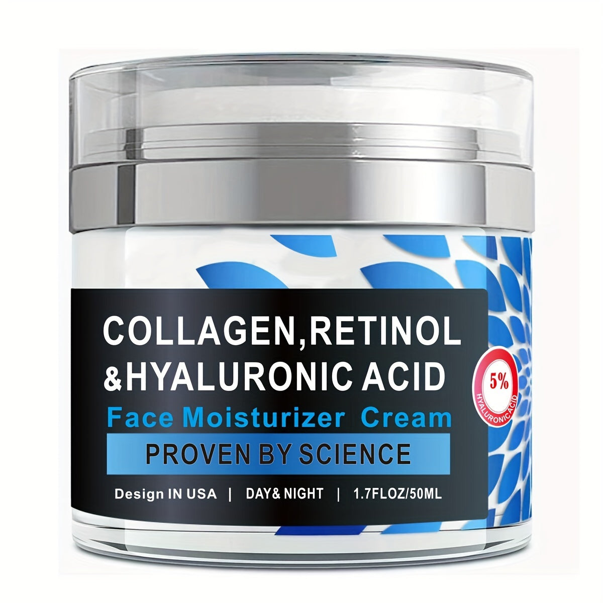1pc 50ml Retinol Face Moisturizer, Moisturizing Cream With Collagen, Hyaluronic Acid, Vitamin C+E, Soothes Dry Skin, Improves Elasticity, Hydrating Lotion For Women And Men