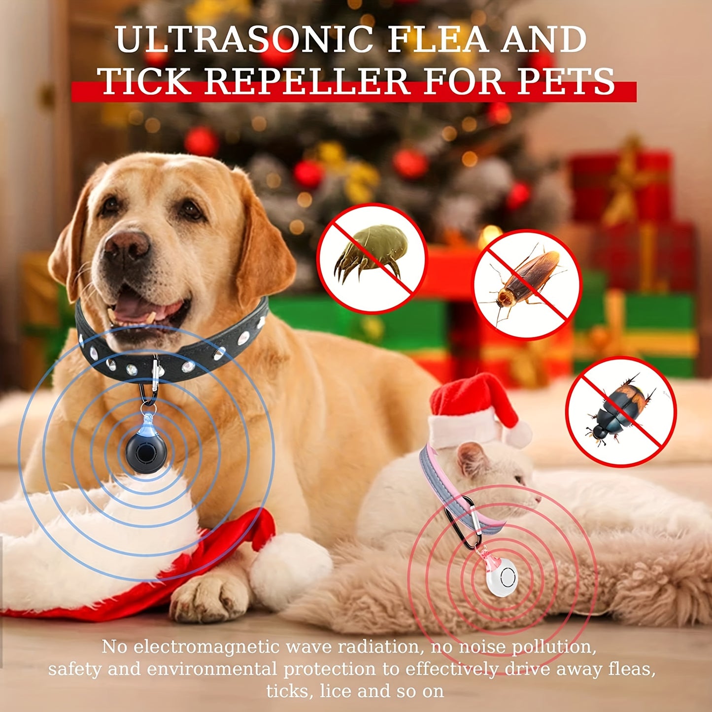Ultrasonic Flea & Tick Repeller For Pets - Mosquito Repellent - Bug Repellent - Insect Repellent - Ultrasonic Pest Repeller - Flea And Tick Prevention For Cats & Dogs - Dog Flea & Tick Control The Flea Collar Will Protect You